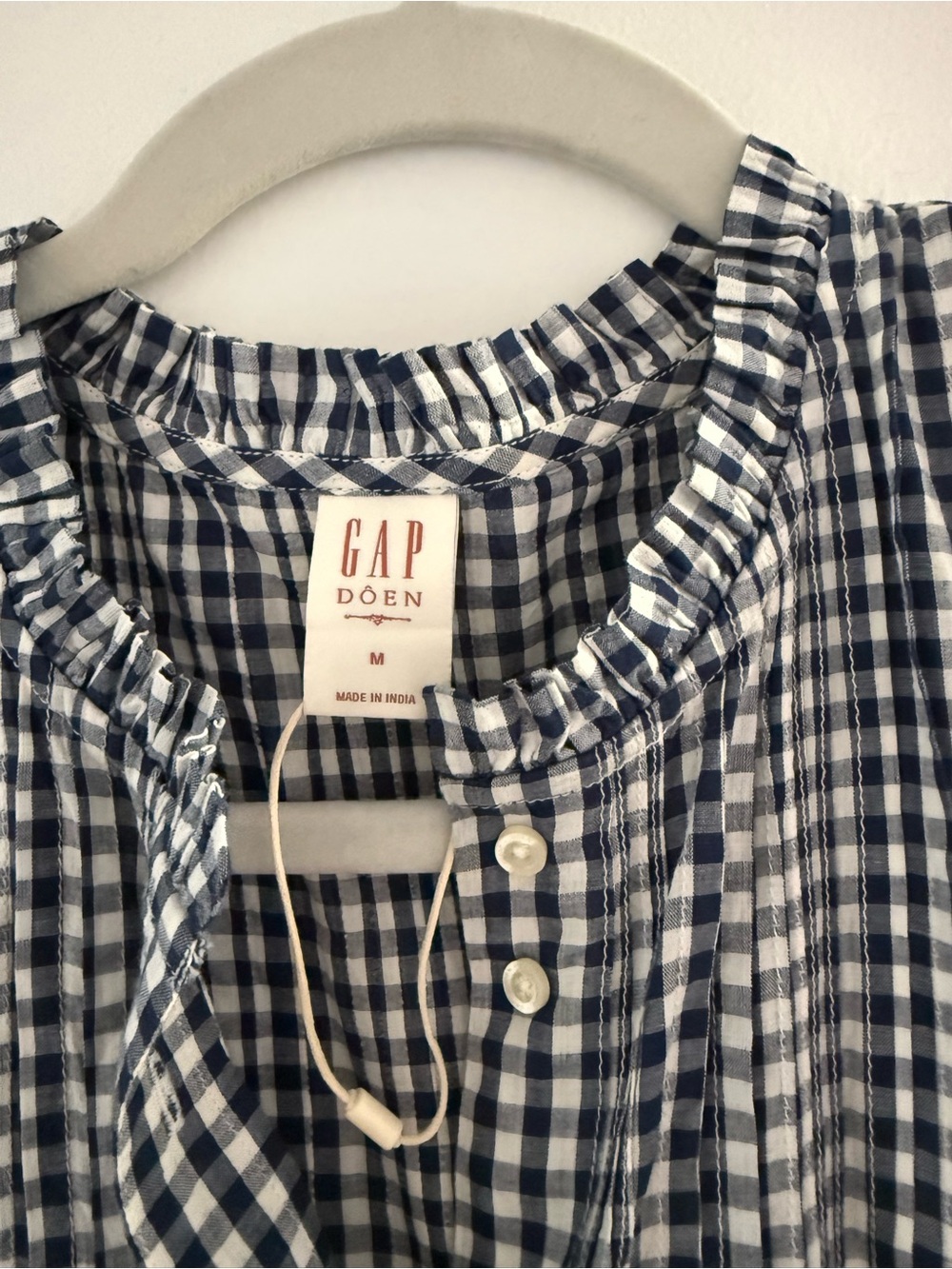 GAP X DOEN Gingham Tiered Midi Dress Size Medium, NEVER BEEN WORN—Black & White - Picture 2 of 11